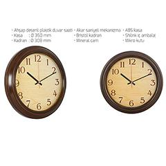 Ahşap Desenli Plastik Duvar Saati